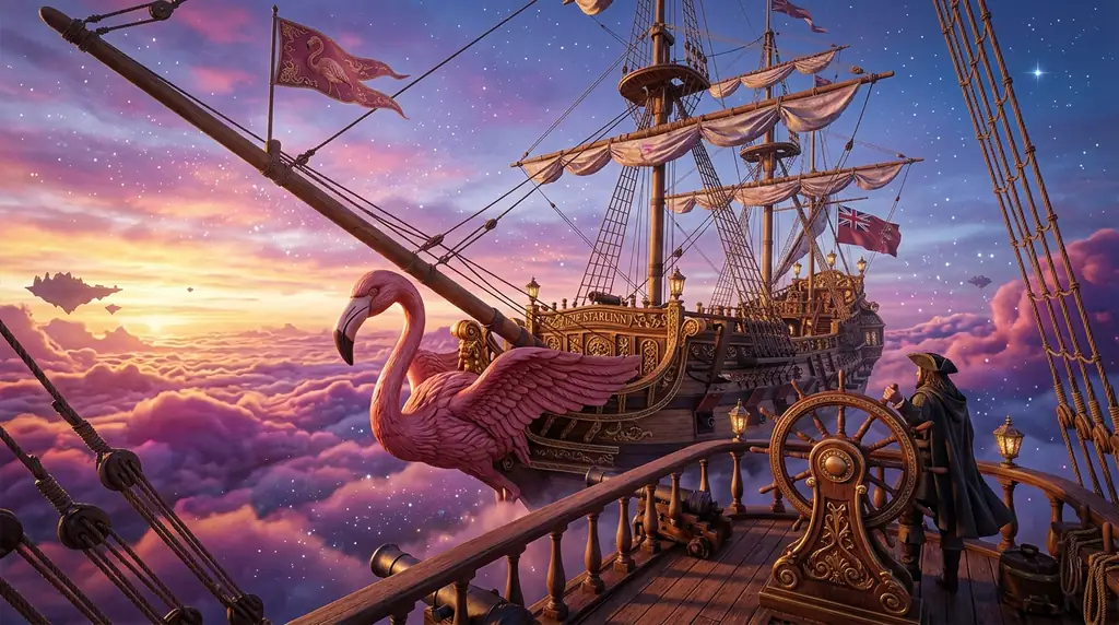 View from the helm of the Flamingo Galleon